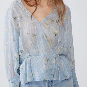 Zara NWT Front Wrap Blouse
